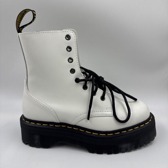 Dr. Martens Jadon 8-Eye Leather Chunky Platform Boot White Women Size 8 NEW - Picture 8 of 16